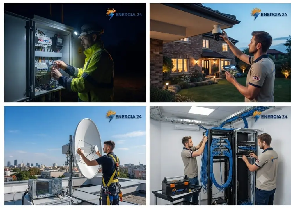 Lavori di elettricisti su quadri, antenne e cablaggi